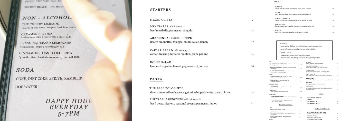 La Volta Pizza Club Menu