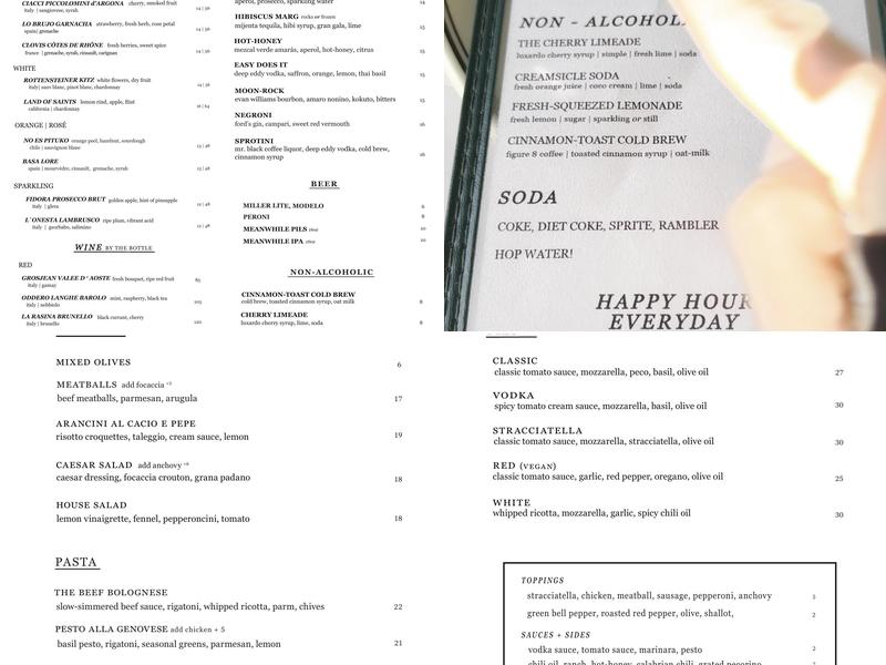 La Volta Pizza Club Menu