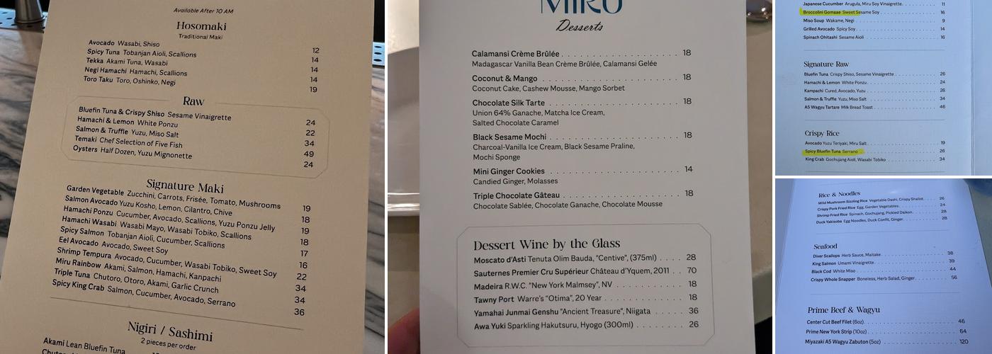 Miru Menu