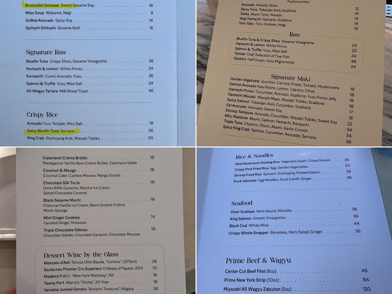 Miru Menu
