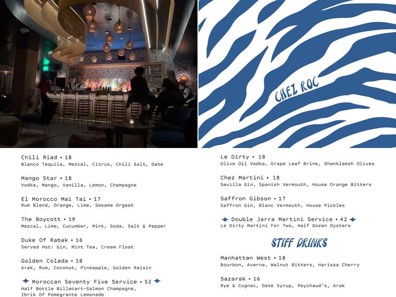 Chez Roc Menu