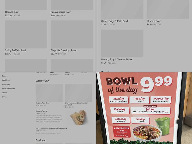 Freshii Menu