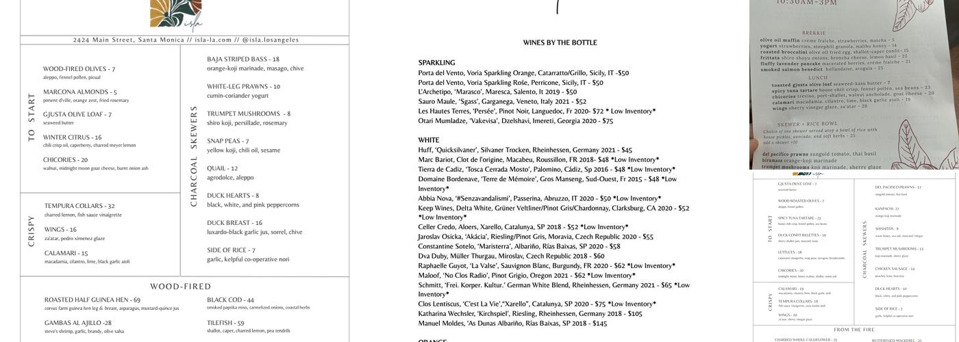 Isla Menu