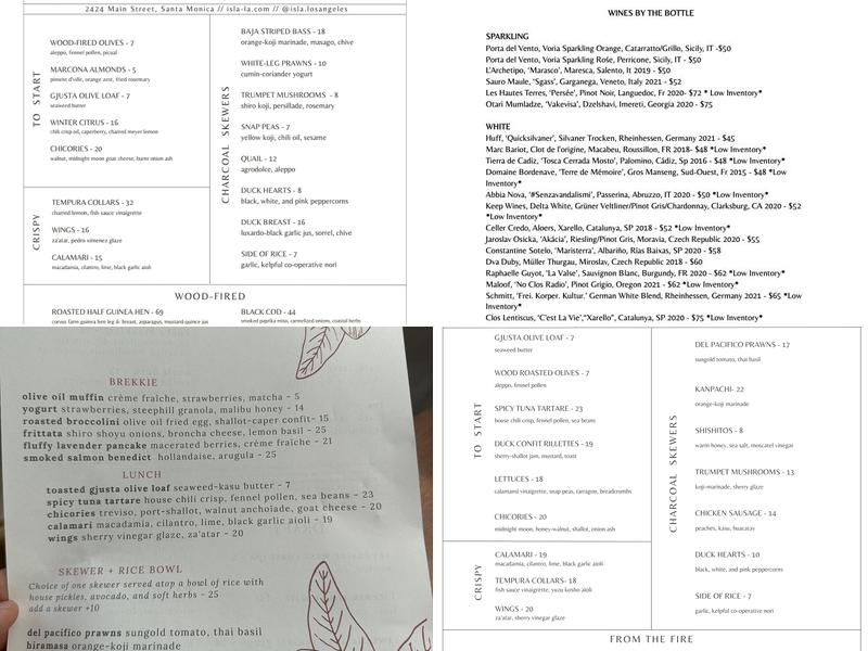 Isla Menu