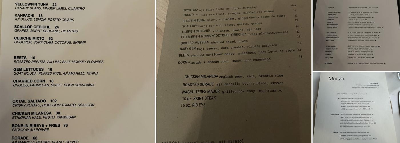 Maty's Menu