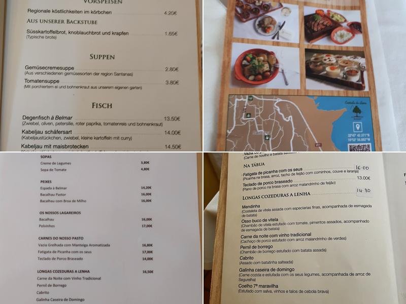 Cantinho da Serra Menu