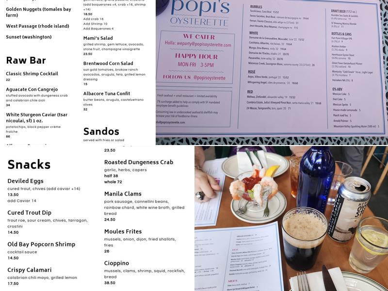 Popi's Oysterette Menu