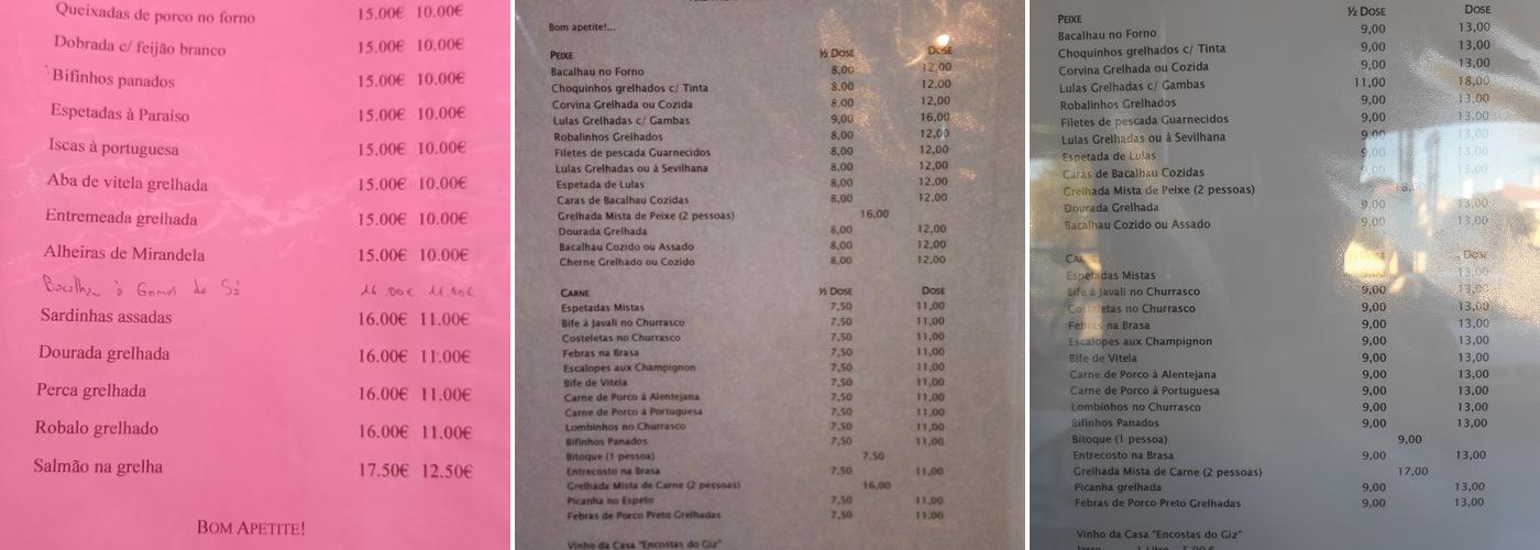 Paraíso da Tornada Menu