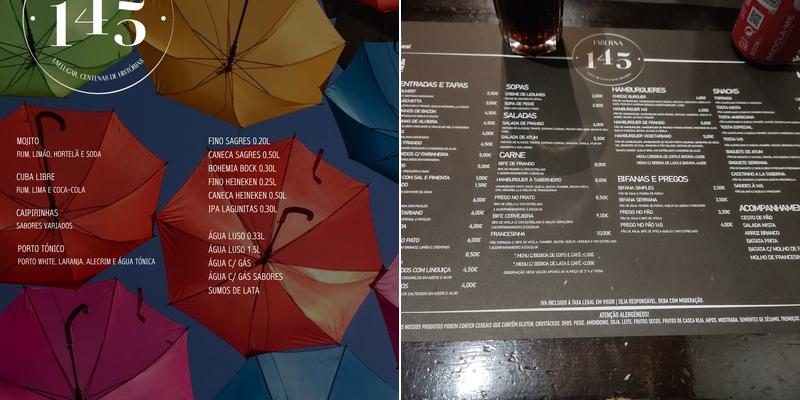Taberna 145 Menu