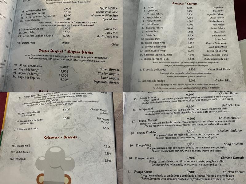 Great India Menu
