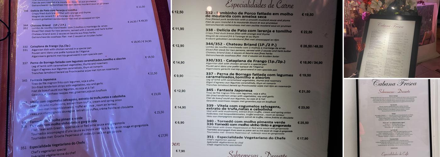 Cabana Fresca Menu