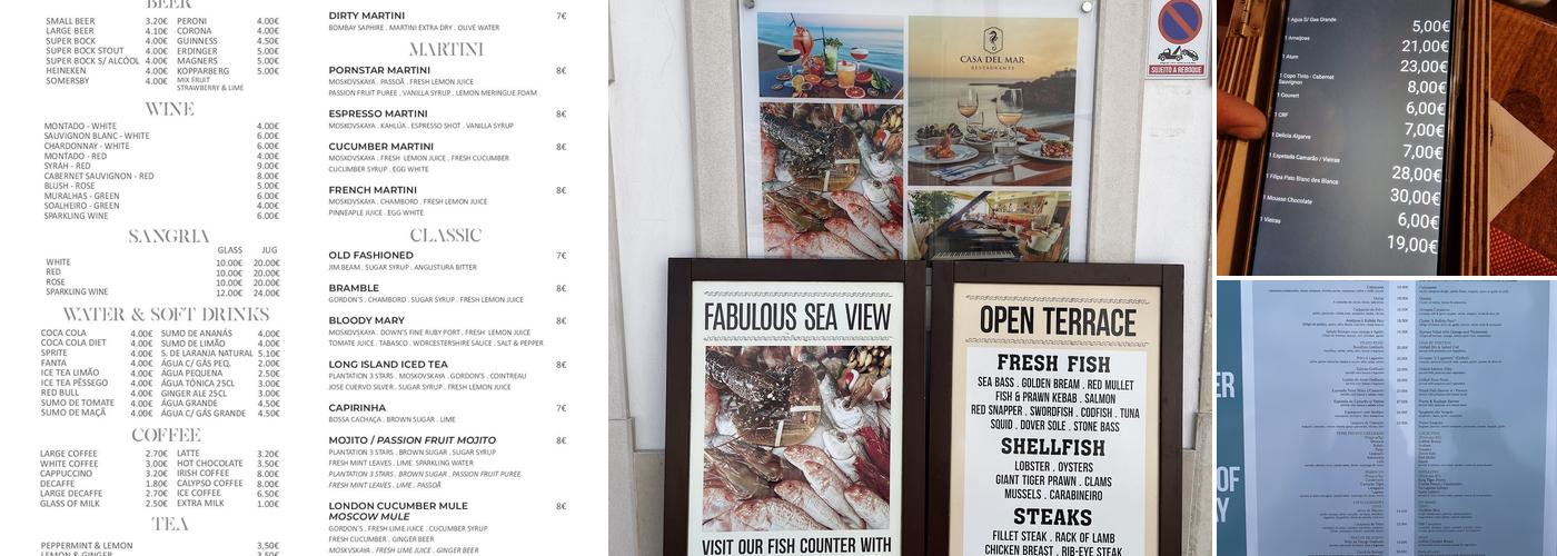 Casa del Mar Menu