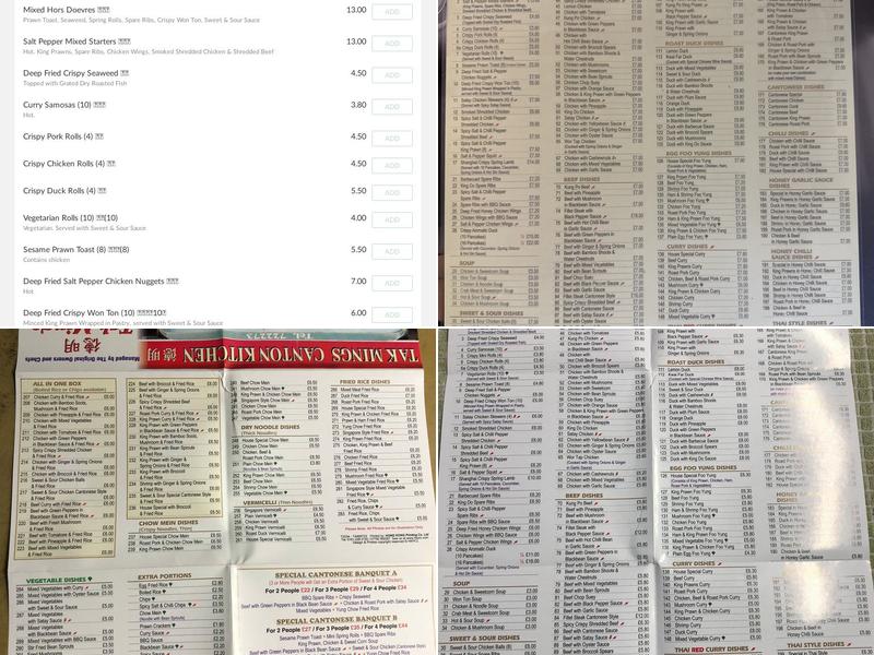 TAK MING'S Canton Kitchen Chinese Takeaway Menu