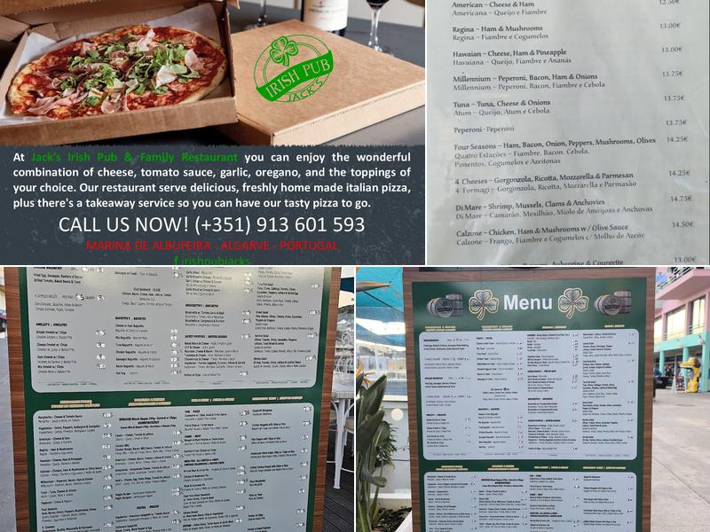 Jacks Irish Pub Menu