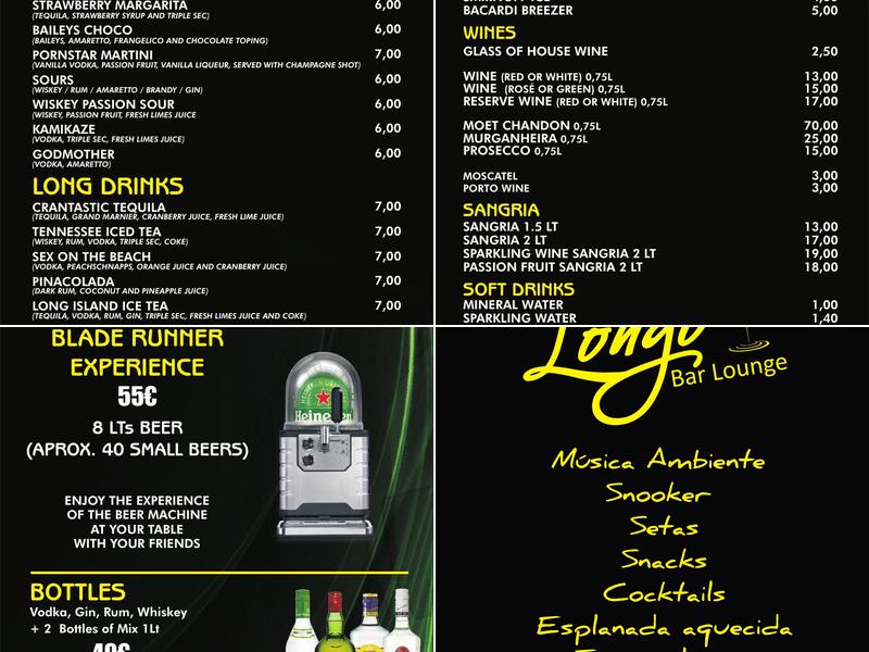 Longo Lounge Bar Menu