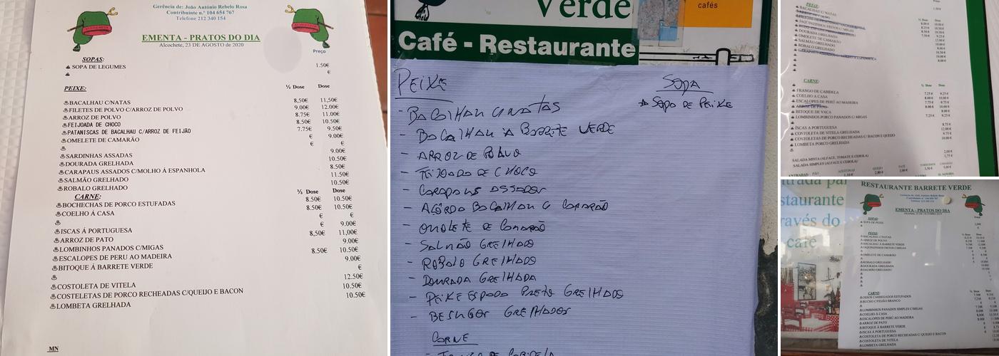 Barrete Verde Menu