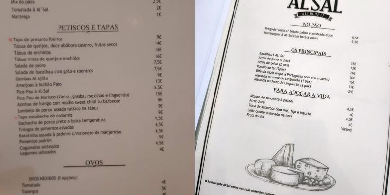 Al'Sal Menu