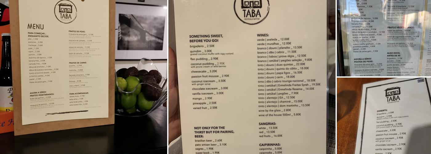 Taba Restaurante (Taba) Menu