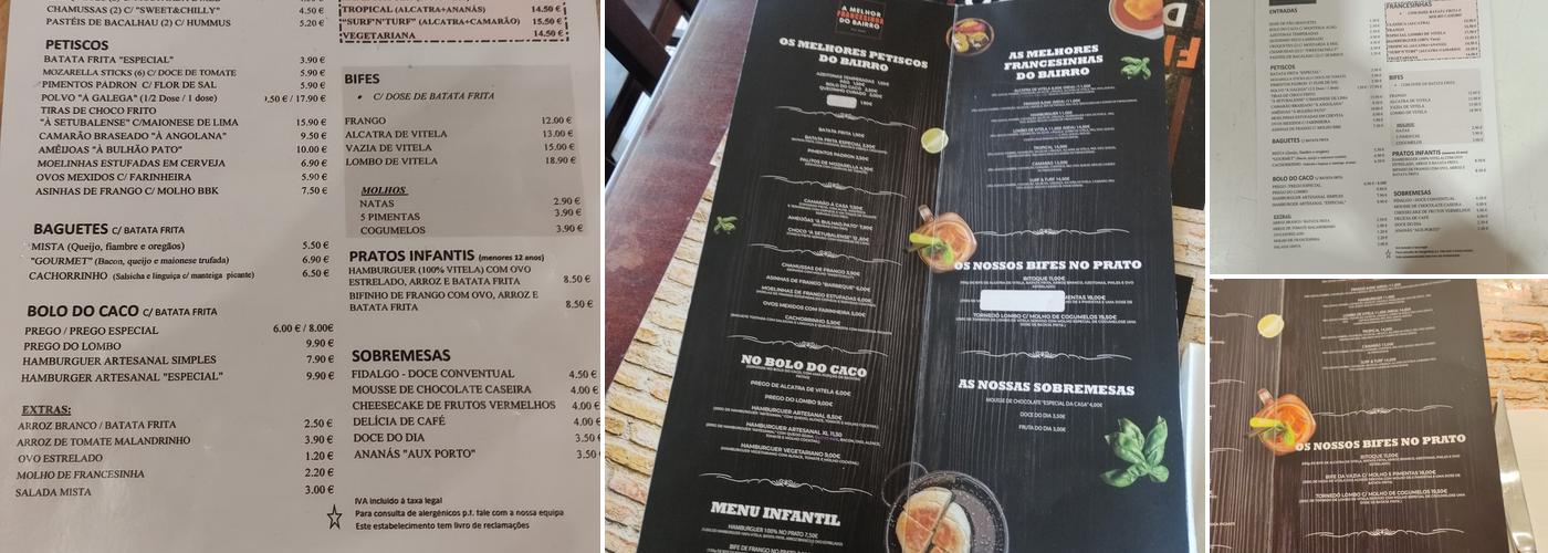 A Melhor Francesinha do Bairro Menu