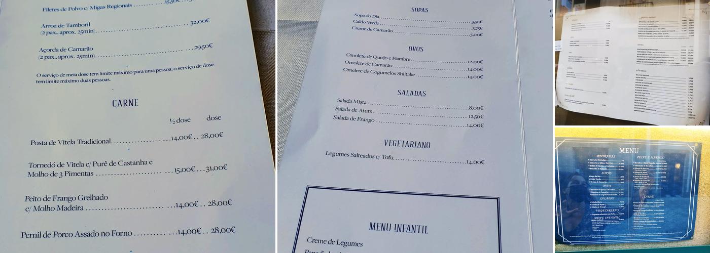 Zé da Calçada Menu