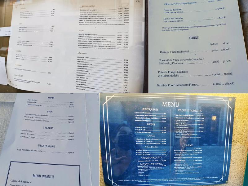 Zé da Calçada Menu