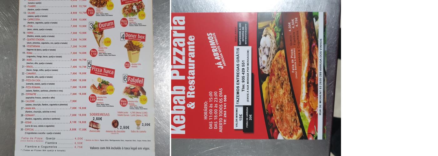 Doner Kebab Pizzaria Menu