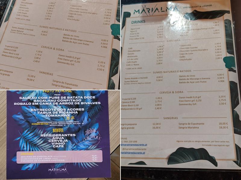 Marialma Menu