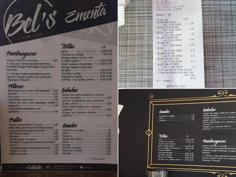 Bel's Café Menu