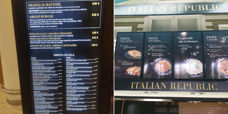 Italian Republic Menu