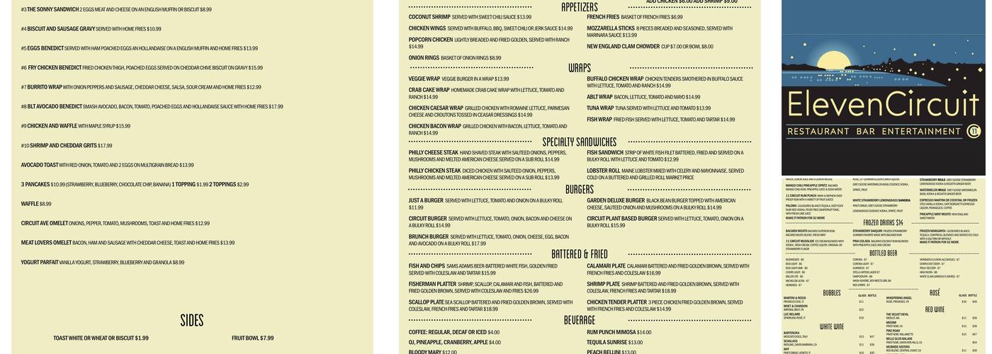 11 Circuit Restaurant and Bar Menu