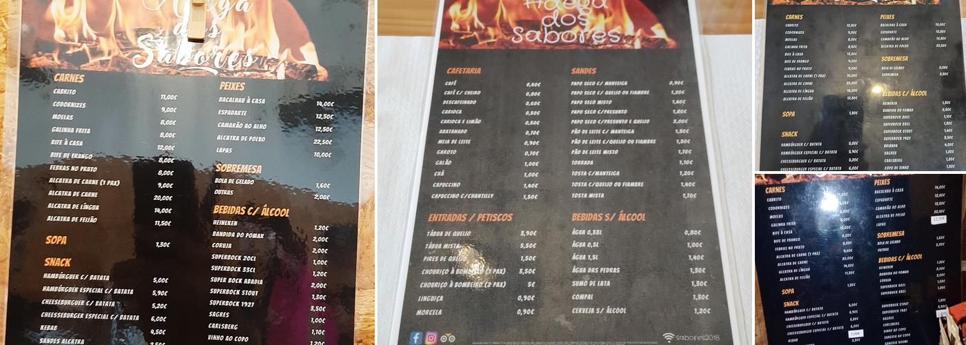 Adega dos Sabores Menu