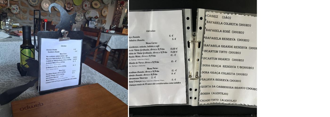 Taberna Costa Menu