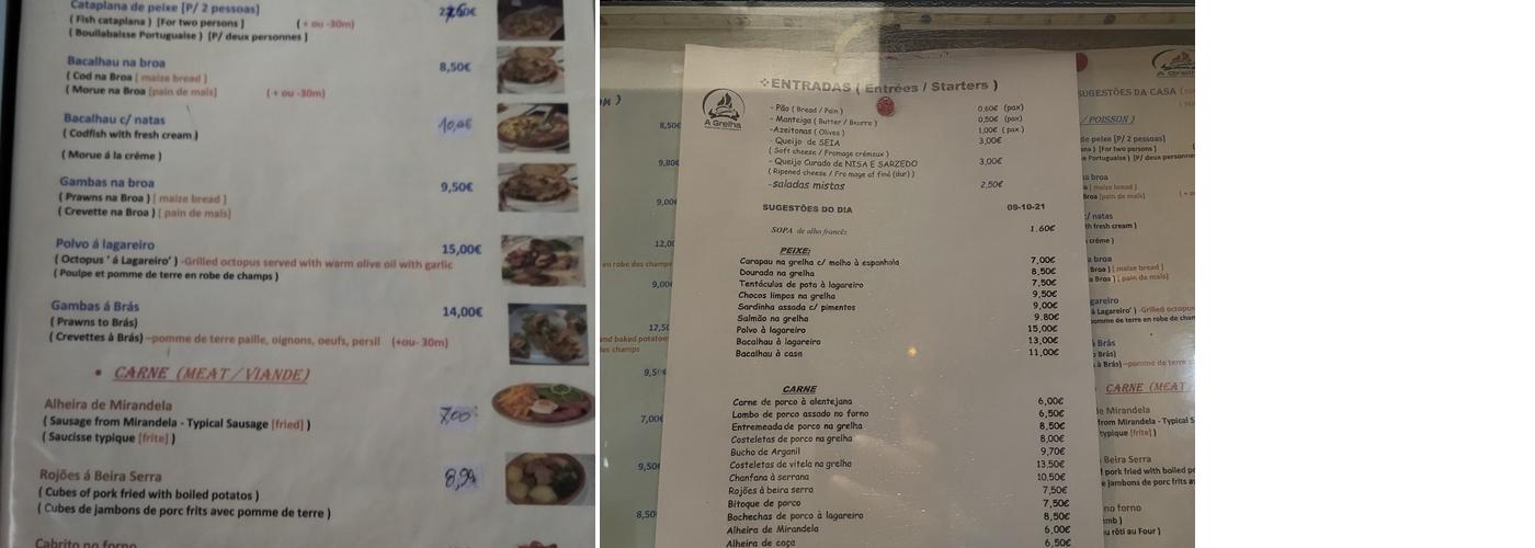 A Grelha Menu