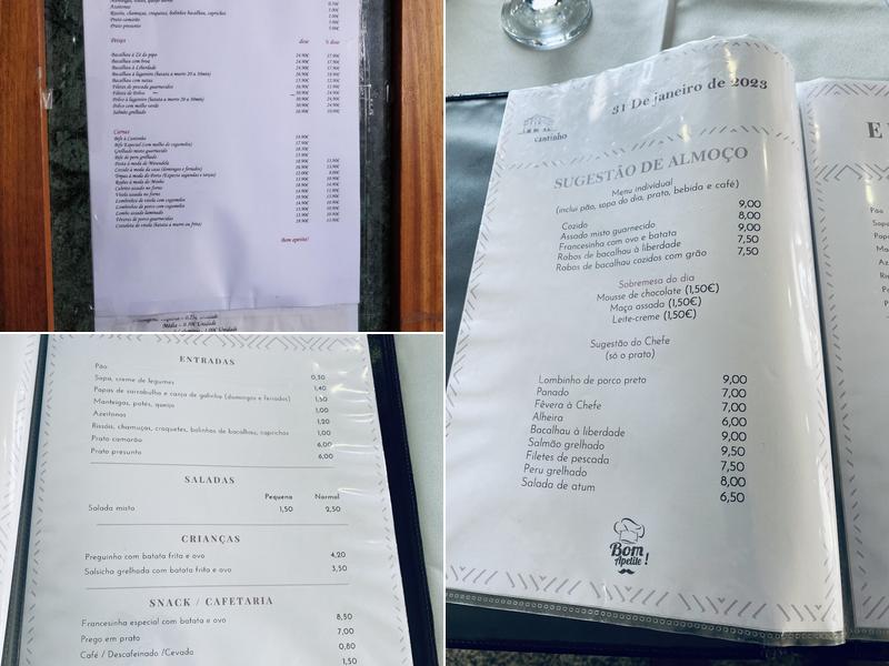 Cantinho de Argoncilhe Menu