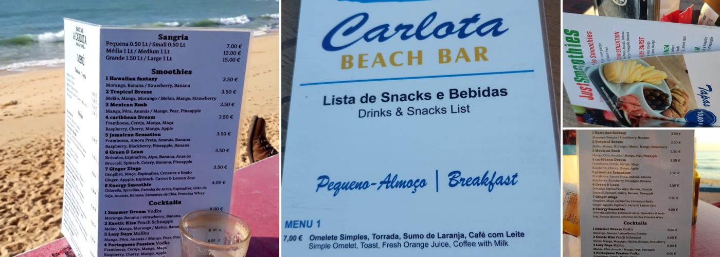 Snack Bar A Carlota Menu