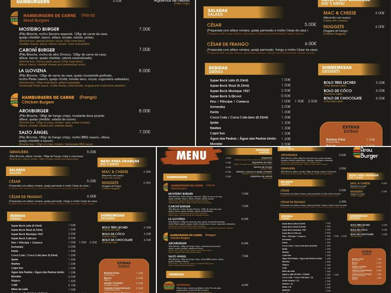 ArouBurger Hamburgueria Menu