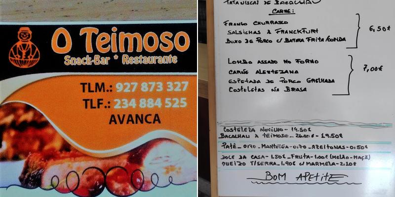 O Teimoso - Prato do dia Menu