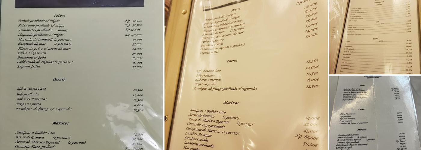 A Nossa Casa Menu