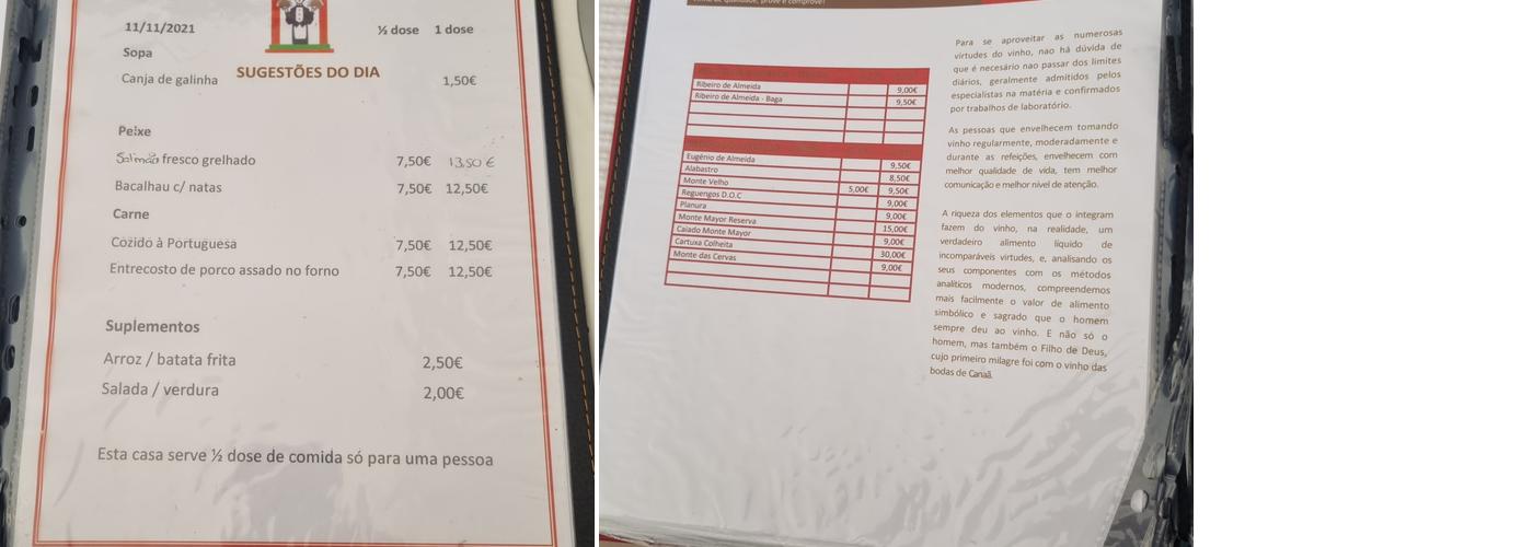 2 Duques Menu