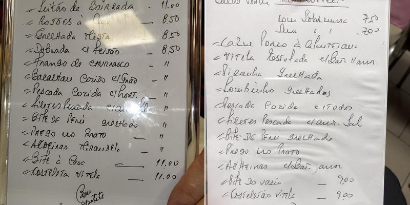 Restaurante - Aquário da Estação Menu