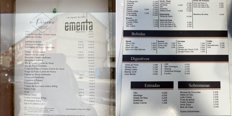 O Púcaro Menu
