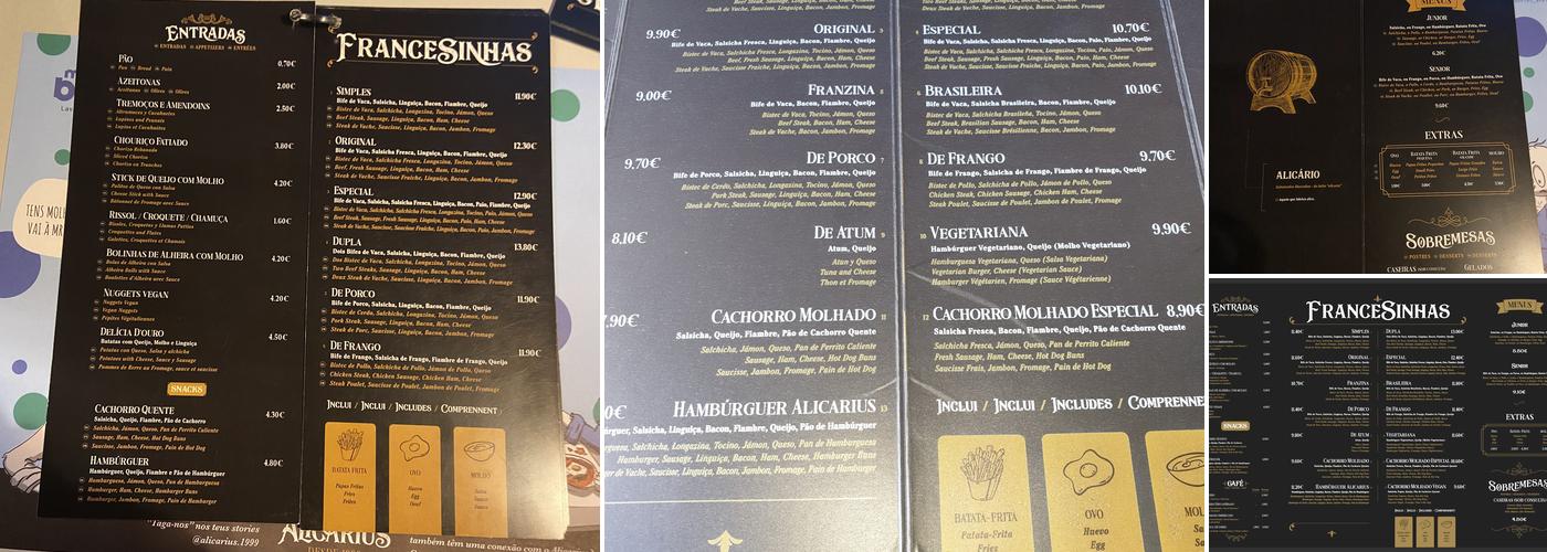 Alicarius Menu