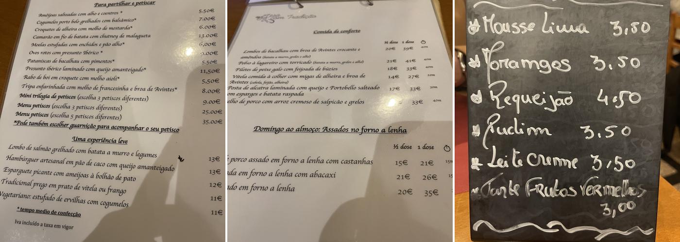 Mesa com Tradição Menu