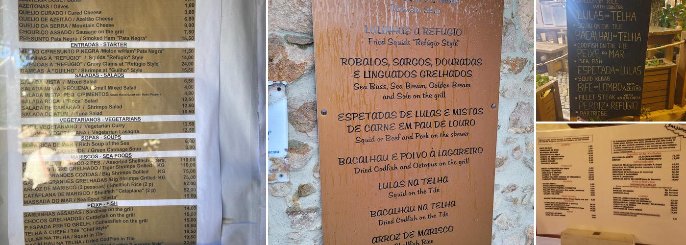 Refúgio da Roca Menu