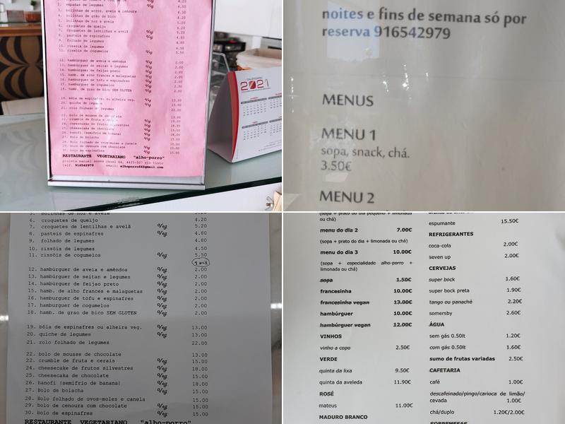 Alho Porro Menu