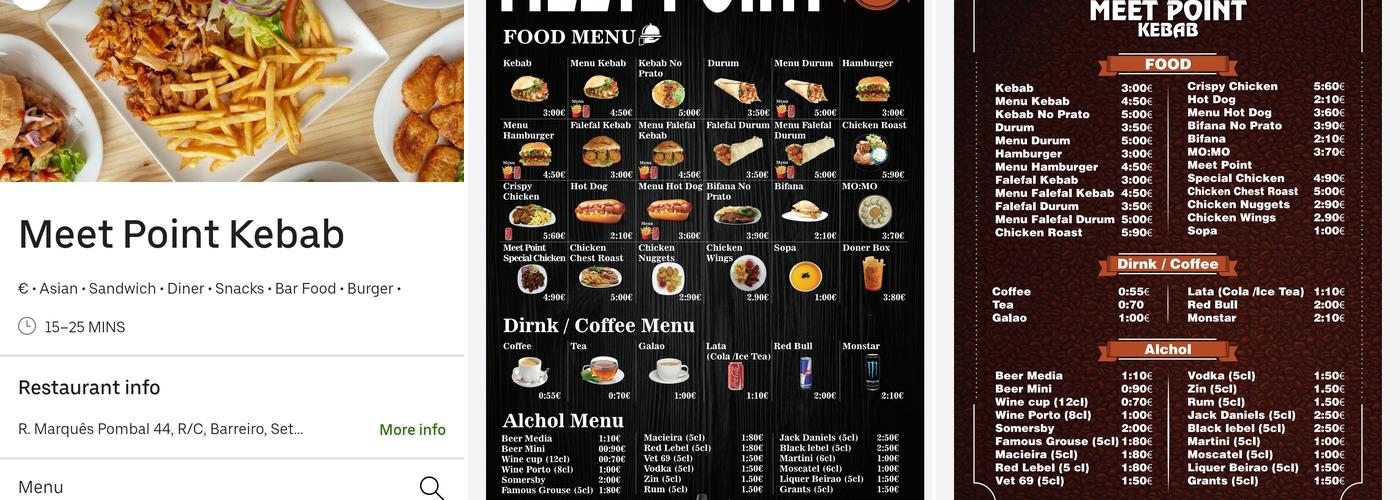 Meet point kebab Menu