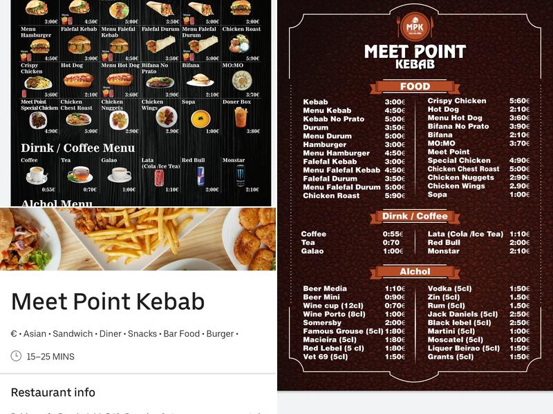 Meet point kebab Menu