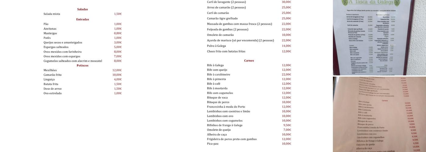 Tasca da Galega Menu