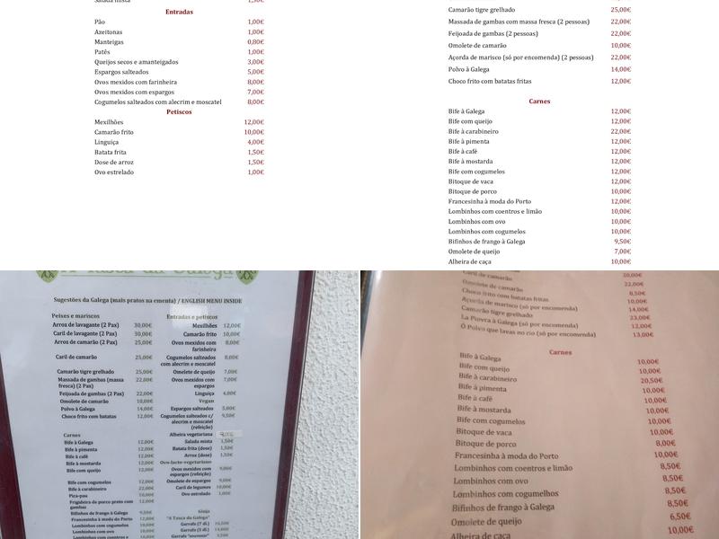 Tasca da Galega Menu