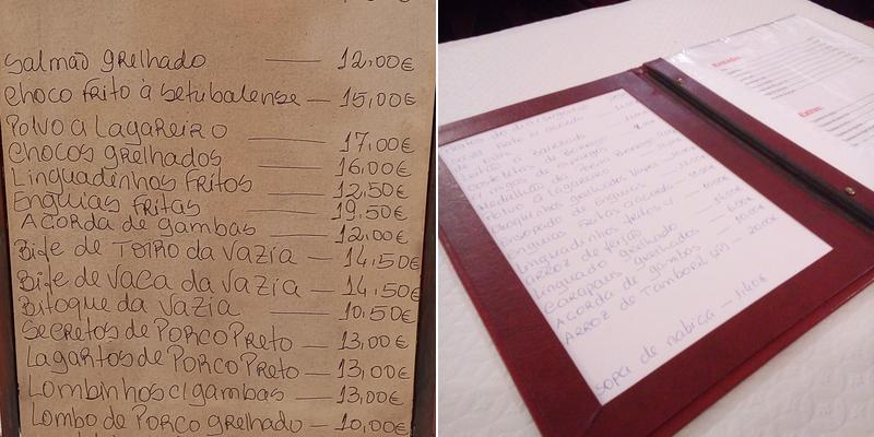 Cabeça de Toiro Menu